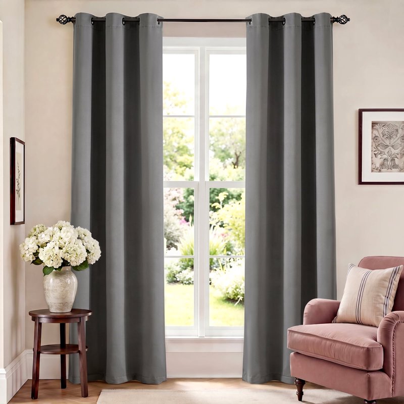 Blackout Curtains Solid Grommet or Rod Pocket Style for Bedroom & Living Room
