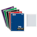 Wirebound 1-Subject Notebook - Wide Rule, 70 Sheets, Assorted Colors