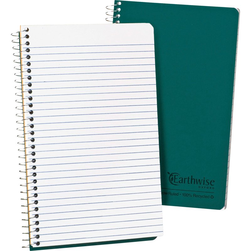 Eco-Friendly Recycled Narrow Rule Notepad 8x5 Inch Spiral Binding
