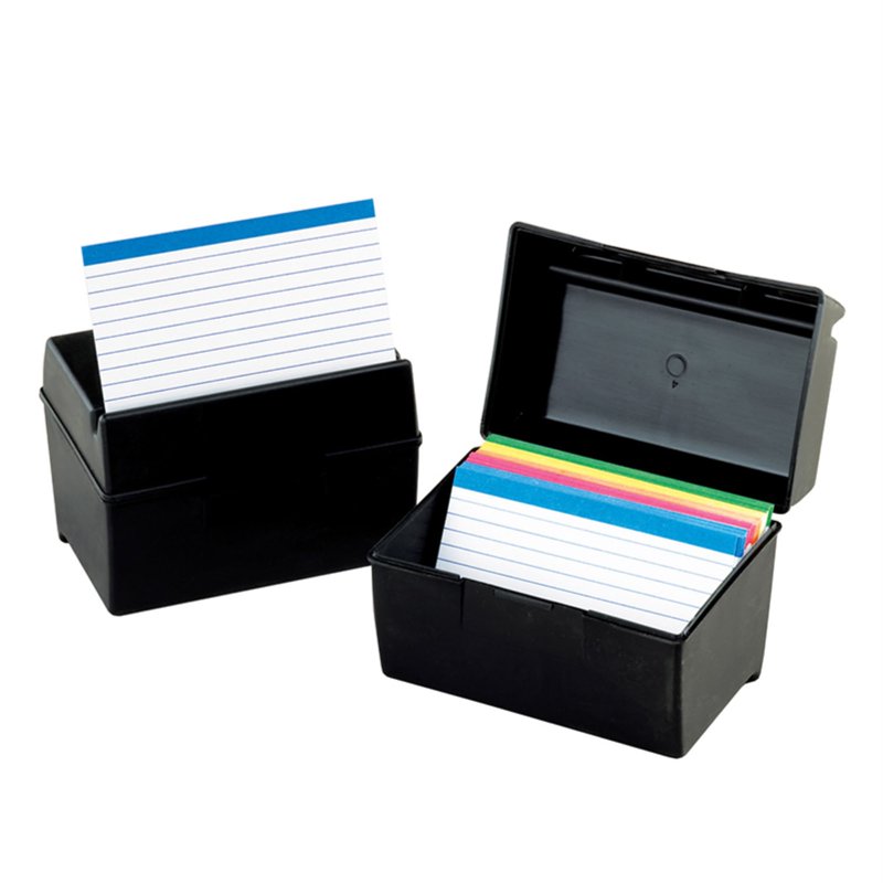 Plastic Index Card File Box 3 x 5 Inches 300 Cards Black - Office Organization