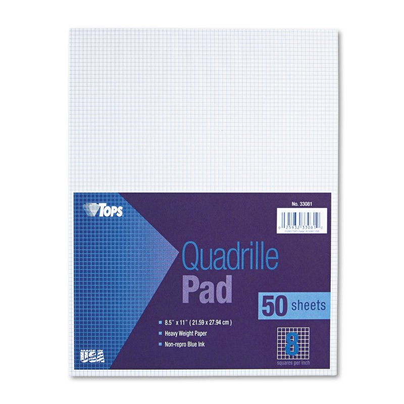 Quadrille Graph Paper Notebook 8.5 x 11 Inches 50 Sheets - Grid for Math Art & Engineering