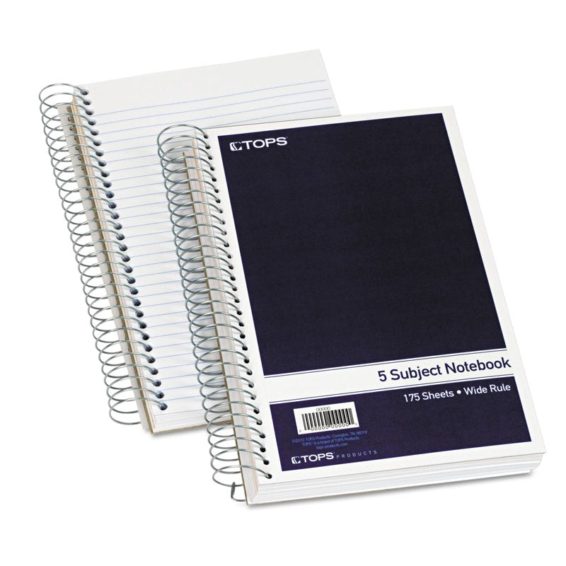 5-Subject Wirebound Notebook with Kraft Dividers - Portable School Office Supply