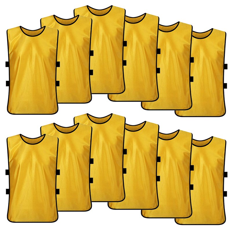TOPTIE Yellow Soccer Pinnies Scrimmage Vest - 12 Pack, XL