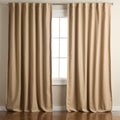 Blackout Linen Texture Indoor Curtains Set - Energy Efficient, Rod Pocket & Back Tab Options