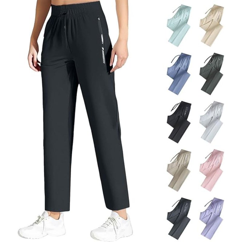 Women's Casual Stretch Active Pants with Pockets - Summer Breathable & Quick Drying