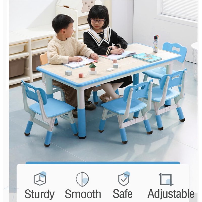 Kids Adjustable Activity Table and Chair Set with Graffiti Desktop for Ages 2-10