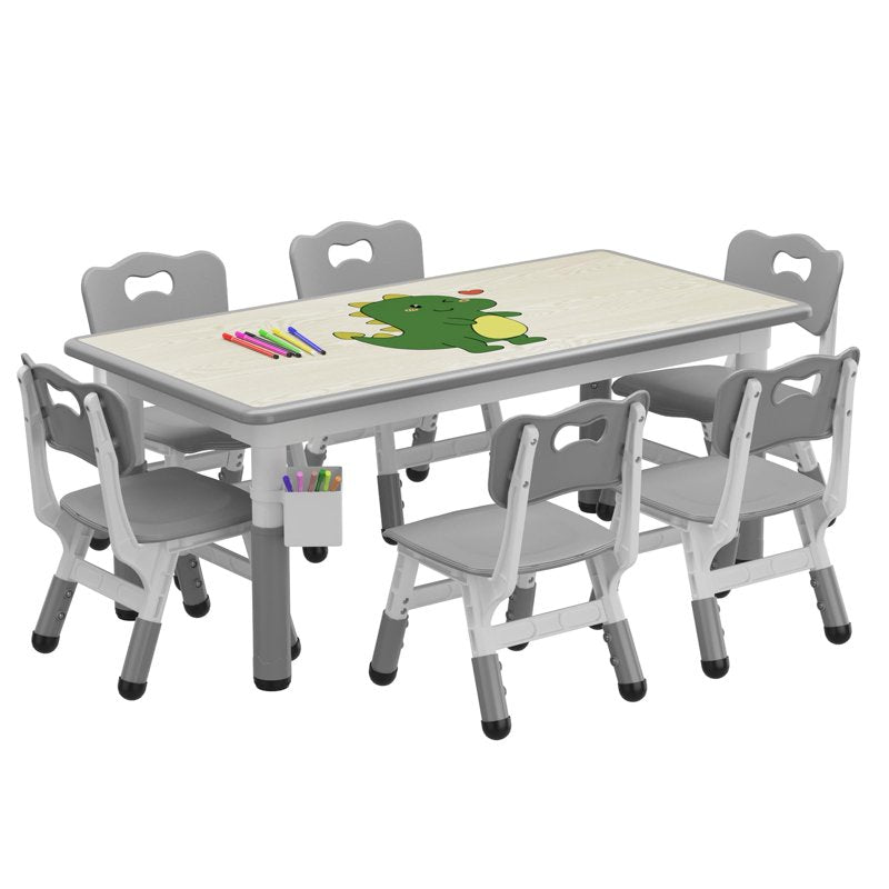 Adjustable Kids Activity Table and Chairs Set with Graffiti Desktop - Toddler & Preschool Furniture