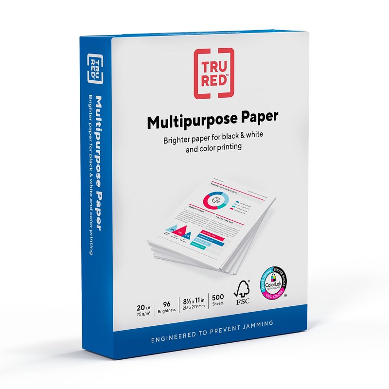 Multipurpose Printer Paper 8.5x11 Inches, 20 lb, Bright White, 96 Brightness