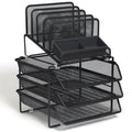 Wire Mesh Office Organizer with 10 Compartments, Desktop Storage Solution