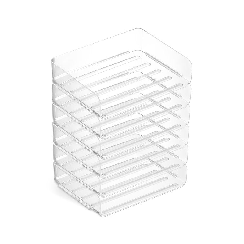 Stackable Plastic Letter Trays Set - Clear Office Desk Organizer, 6 Pack