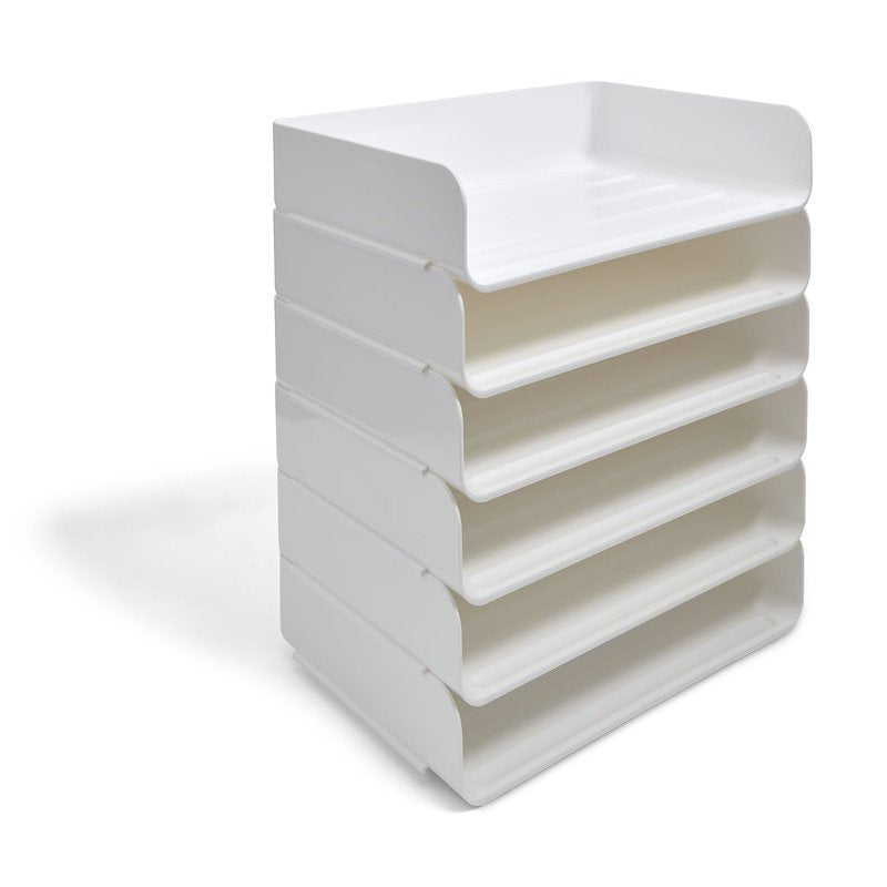 Stackable Plastic Letter Trays Organizer 6-Pack - White