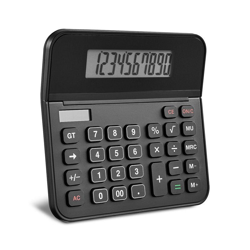 Basic 10-Digit Solar Battery Desktop Calculator - Black