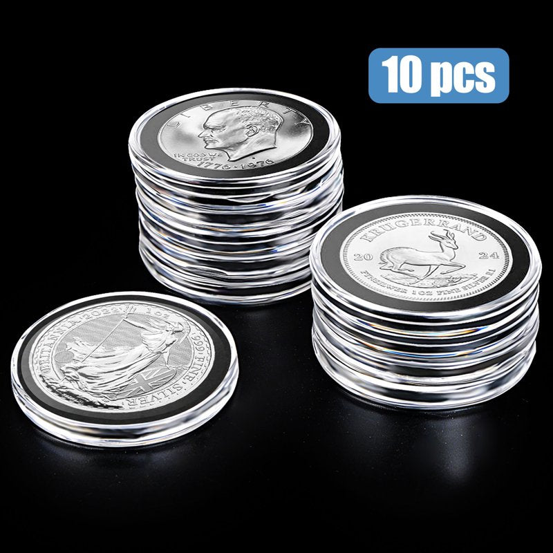 10pcs Silver Dollar Coin Holders - 38mm Clear Coin Capsules for Collectors