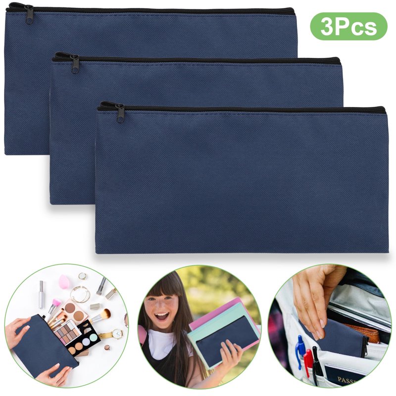 Waterproof Cash Deposit Bags Set 3 Pcs with Zipper Organizer for Business & Travel