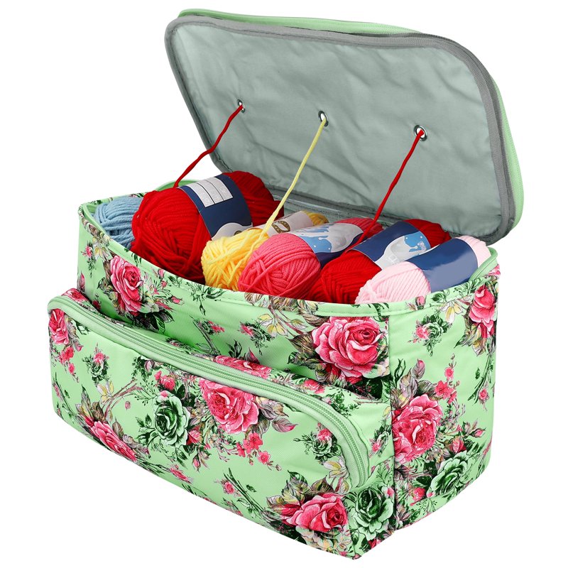 Large Yarn Storage Tote Bag for Knitting and Crocheting - Portable Organizer with Pockets
