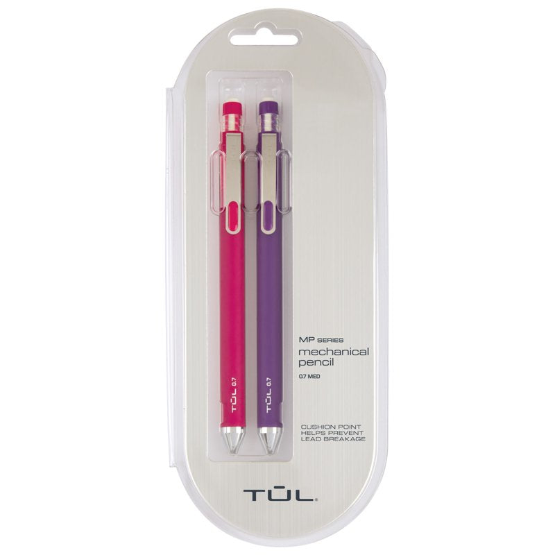 Mechanical Pencils 0.7mm Pink & Purple Pack of 2 - Refillable Writing & Drawing Tools