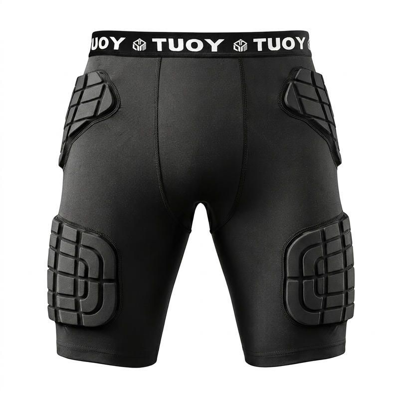 Breathable Football Girdle with Padding for Contact Sports - Black