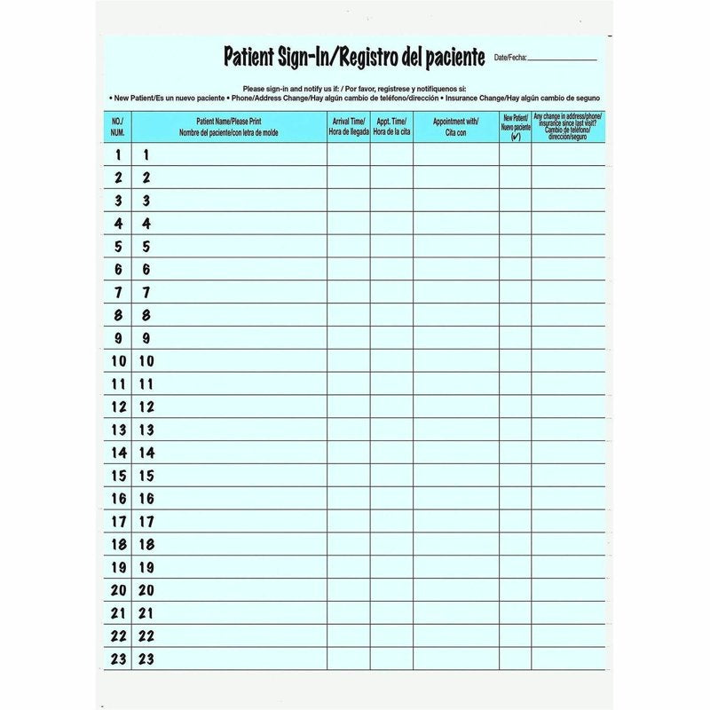 Patient Sign-in Label Forms - 125 Pack Confidential, Removable & Bilingual