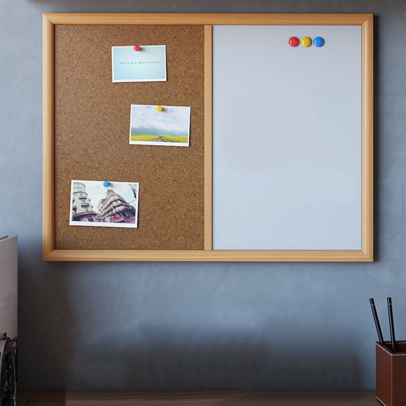 Magnetic Whiteboard Cork Board Combo 15.7x11.8 Inch Bulletin & Memo Board