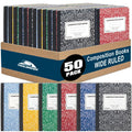 Bulk Composition Notebooks for School & Office - Wide Ruled, Marble Cover, 200 Pages, Multi-Color Pack