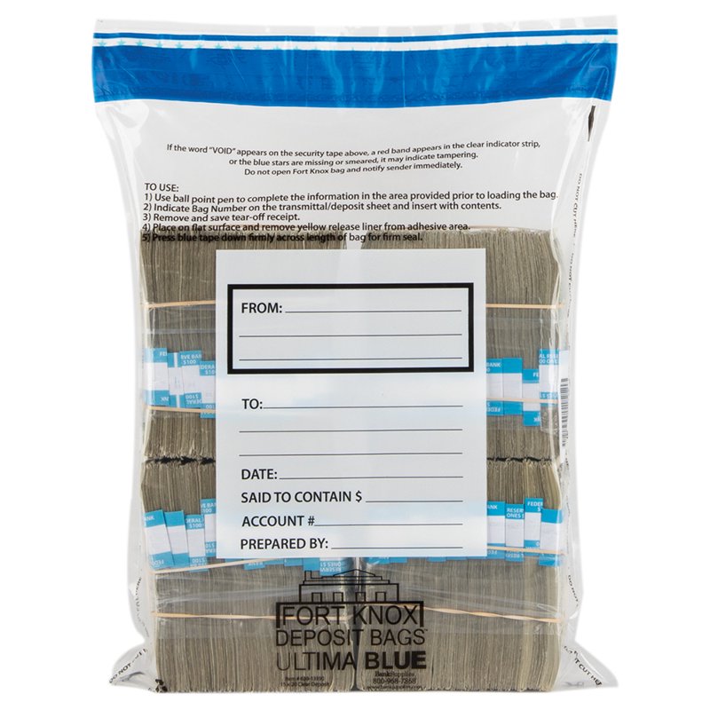 Tamper Evident Security Transaction Bags 9x17 White Box of 100