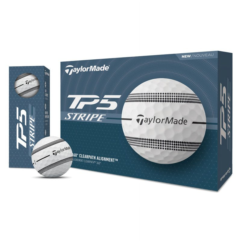 TaylorMade TP5 Stripe Golf Balls 12pk - White Stripe, 2024