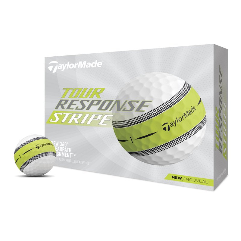 TaylorMade Tour Response Stripe Golf Balls 12pk - Yellow Stripe Edition, 2021