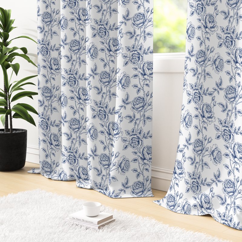 Blackout Floral Curtains with Grommets - Privacy Window Drapes for Living Room, 2 Panels