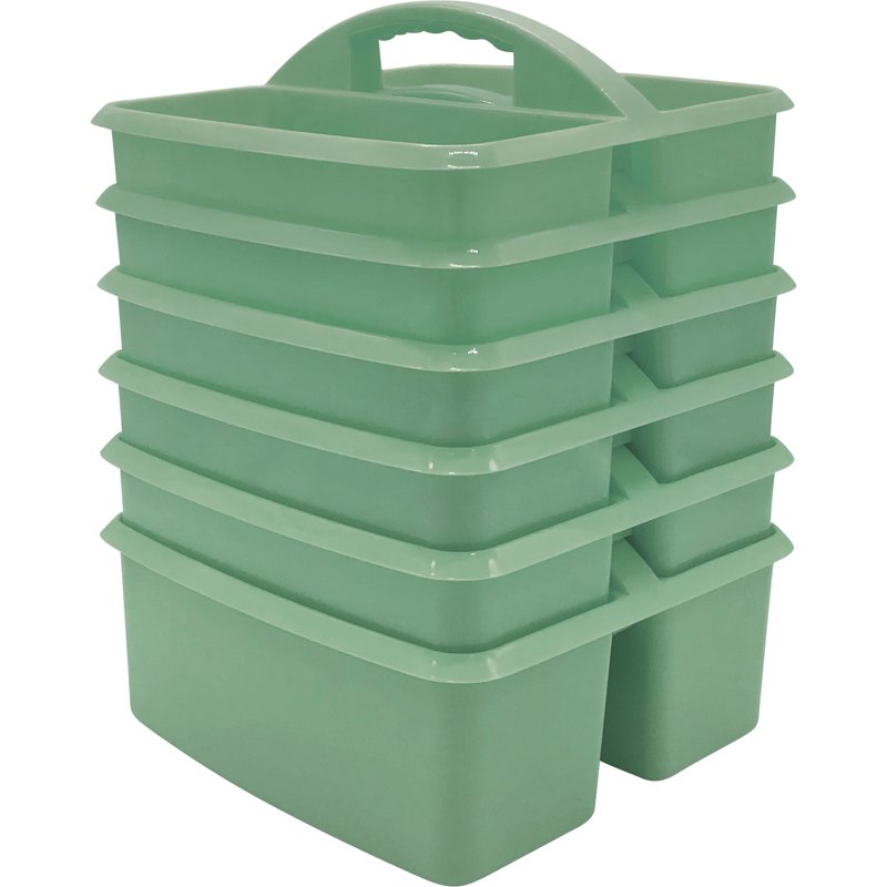 Eucalyptus Green Plastic Storage Caddy Set of 6 - Classroom Organizers