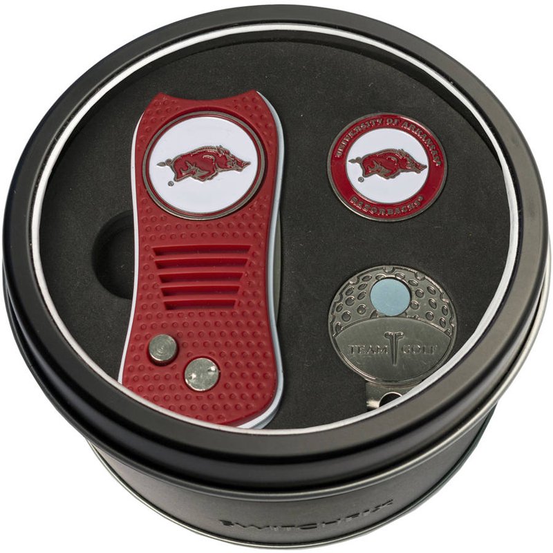 Golf Divot Repair Tool Set with Cap Clip and Ball Marker - Arkansas Team Golf