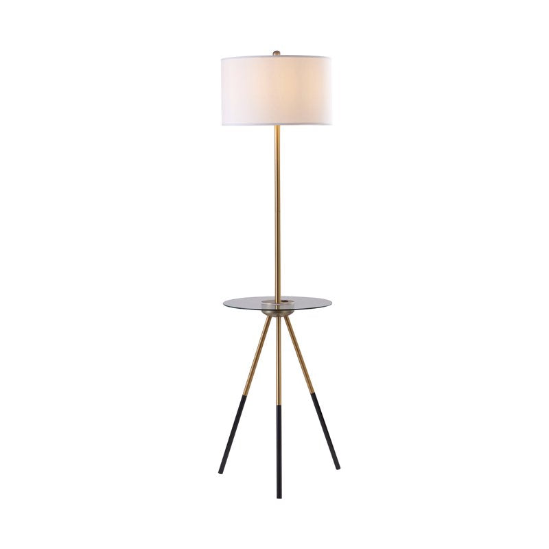 Myra Floor Lamp with Glass Table and USB Charging Port - Gold Black