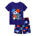 Behezac Boys Pajama Set 2-Piece Balls Dark Blue Short Sleeve Size 10 - Variation: Balls Dark Blue