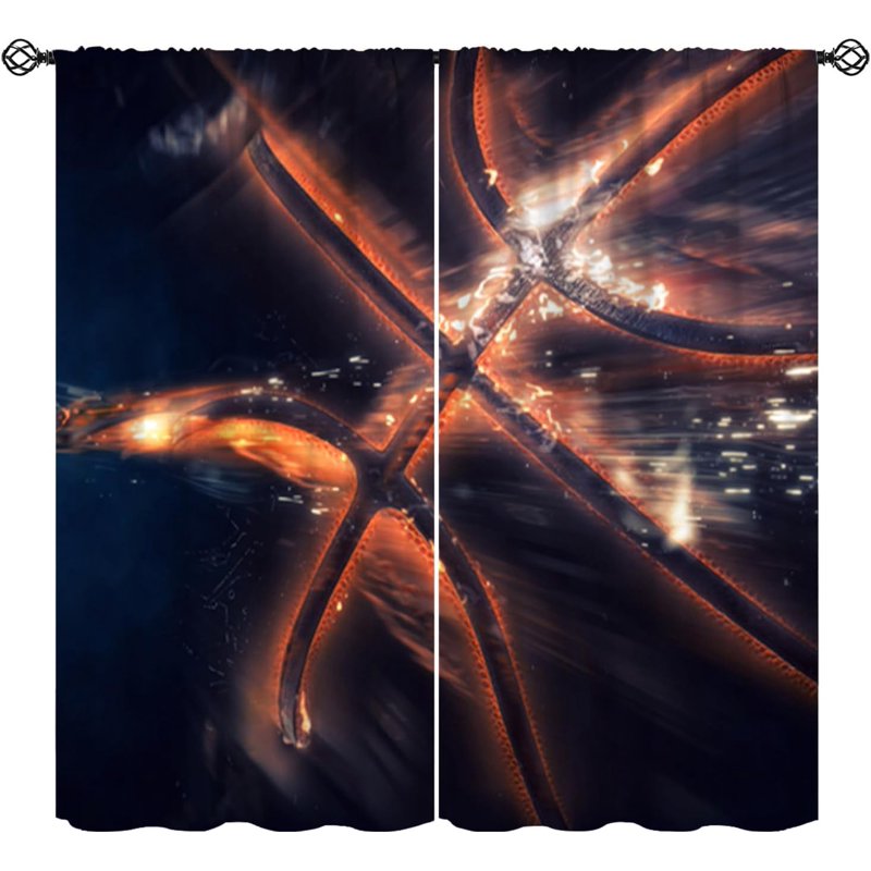 Children's Basketball Theme Window Curtains - Insulated Kids Room Drapes, 2 Panels