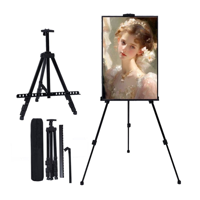 Adjustable Aluminum Painting Easel with Floor & Tabletop Height 17-61in, Poster & Sign Stand, 25lb Capacity
