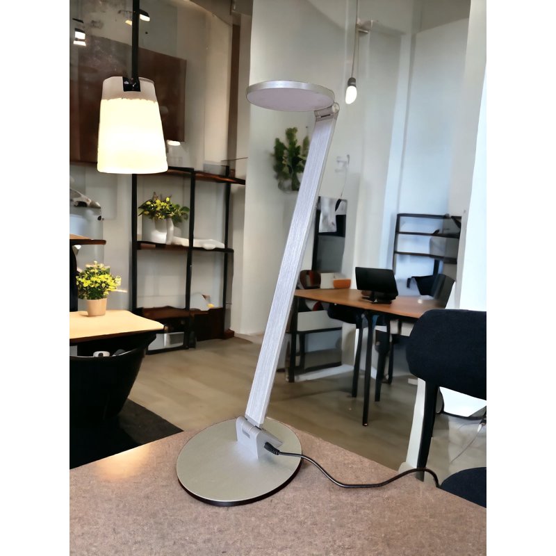 Foldable LED Desk Lamp with Hinged Arm, 900 Lumens, 12W, Silver Finish