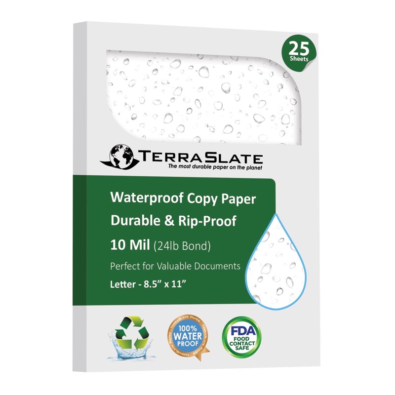 Waterproof Synthetic Printer Paper 8.5 x 11 Inches - Durable Weather-Resistant Sheets
