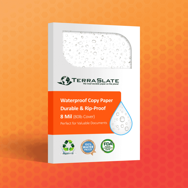 Waterproof Laser Printer Copy Paper - Legal Size 8.5x14, 8 Mil, 80lb Cover, Pack of 25 Sheets