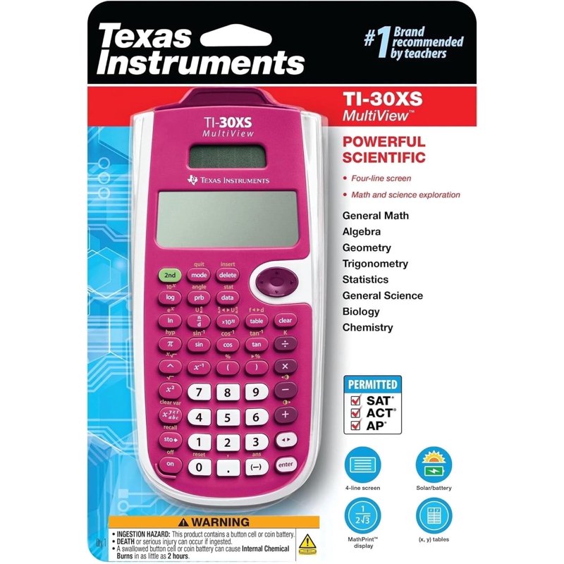 Scientific Calculator with MathPrint for High School Math & Science - Pink