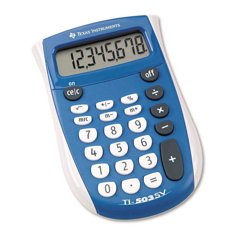 Basic Classroom Calculator - Compact Display, Last Digit Erase, Blue & Gray