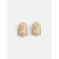 Gold Tone Faux Pearl Hoop Earrings with Textured Rope Design - Scoop