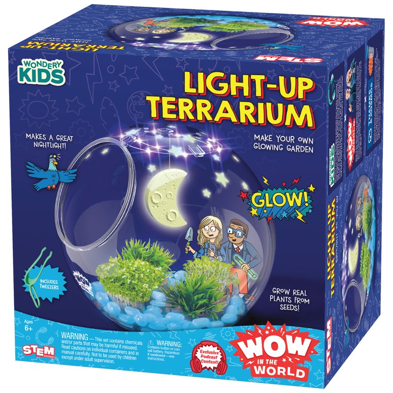 Kids Glowing Terrarium Kit with LED Lights and Real Plants — STEM Educational Toy
