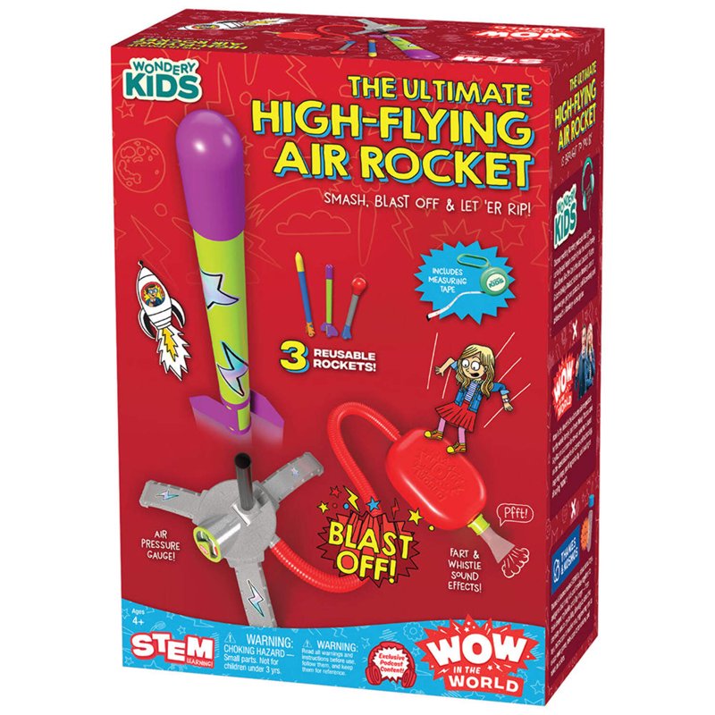 Air-Powered Rocket Science Kit for Kids Ages 4+ - Includes 3 Rocket Designs & Experiments