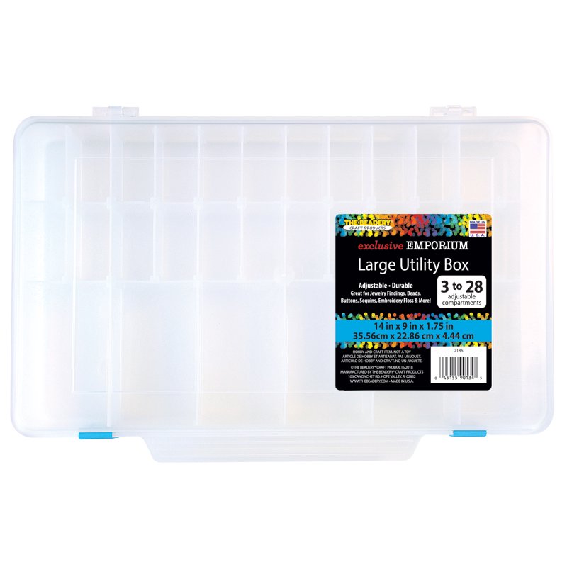 Large Clear Plastic Utility Storage Box with Adjustable Compartments