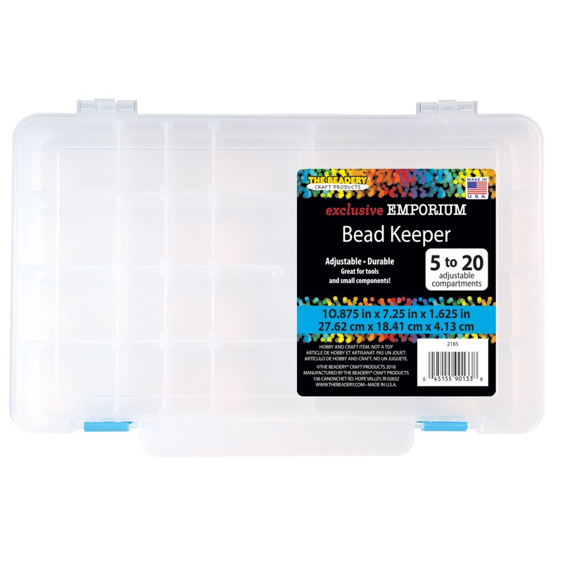 Craft Bead Organizer Box with Adjustable Compartments - Clear Plastic Storage Container