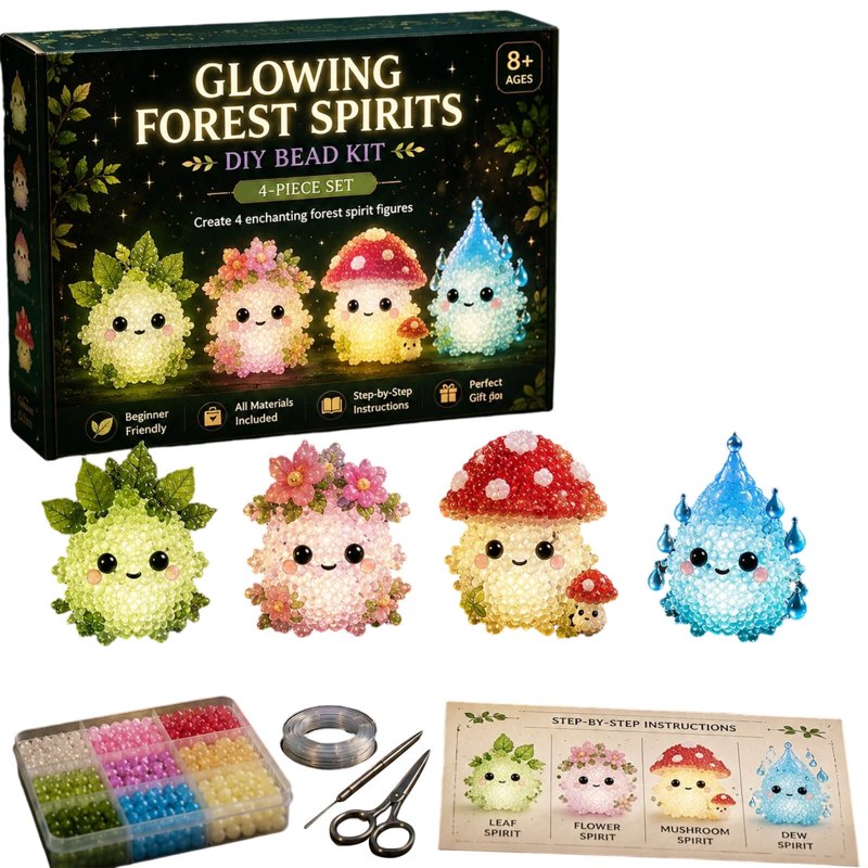 Glow-In-The-Dark Bead Kit - Luminous Dream DIY Jewelry Creatures (Variation: E-Glowing Mushroom Flower)