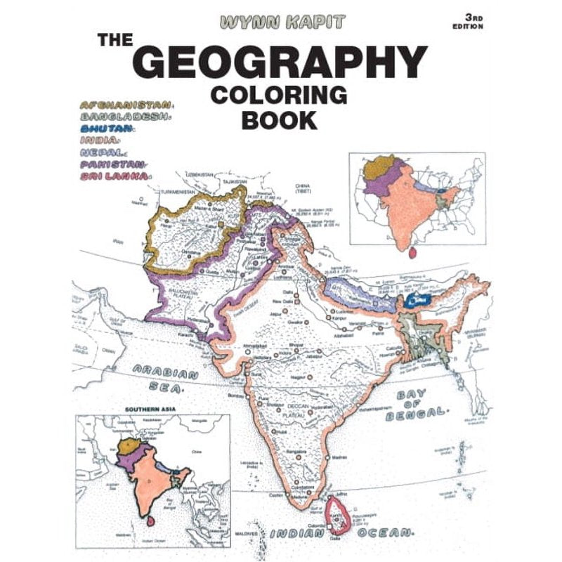 Geography Coloring Book for Students - World and US Map Activities
