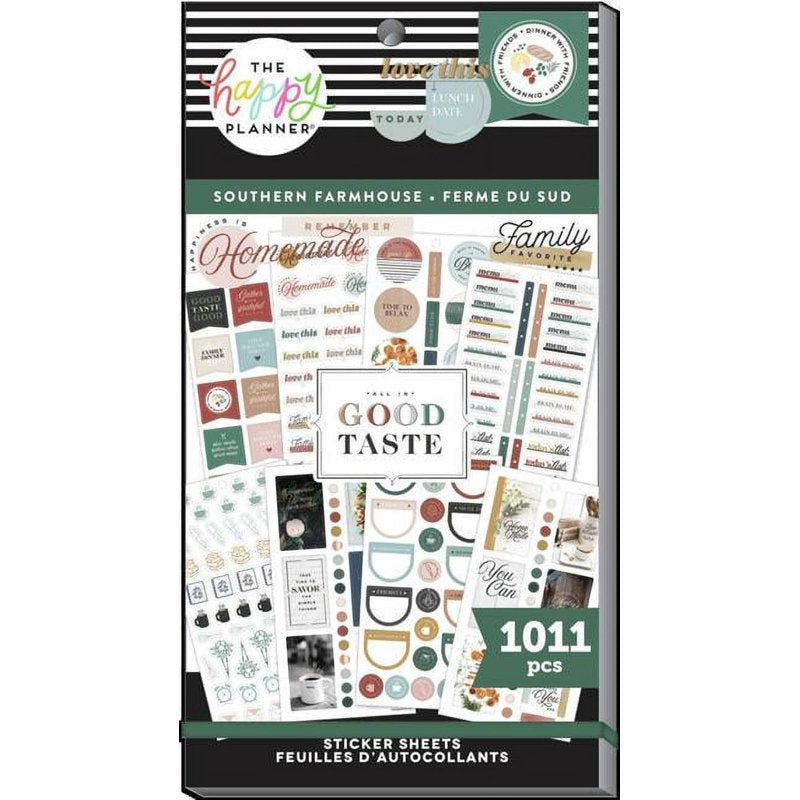 Farmhouse Style Sticker Pack for Planners - 30 Sheets, 1011 Multi-Colored Stickers
