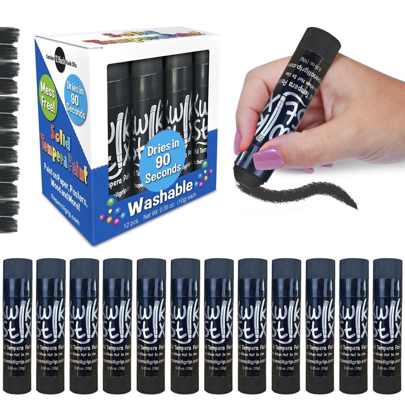 Kids Washable Tempera Paint Sticks Set - 12 Colors, Quick-Dry & Non-Toxic