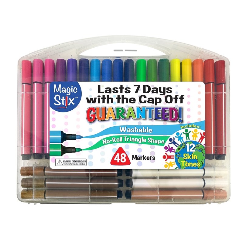 48 Assorted Non-Toxic Washable Tri-Grip Markers with Skin Tones for Kids & Art
