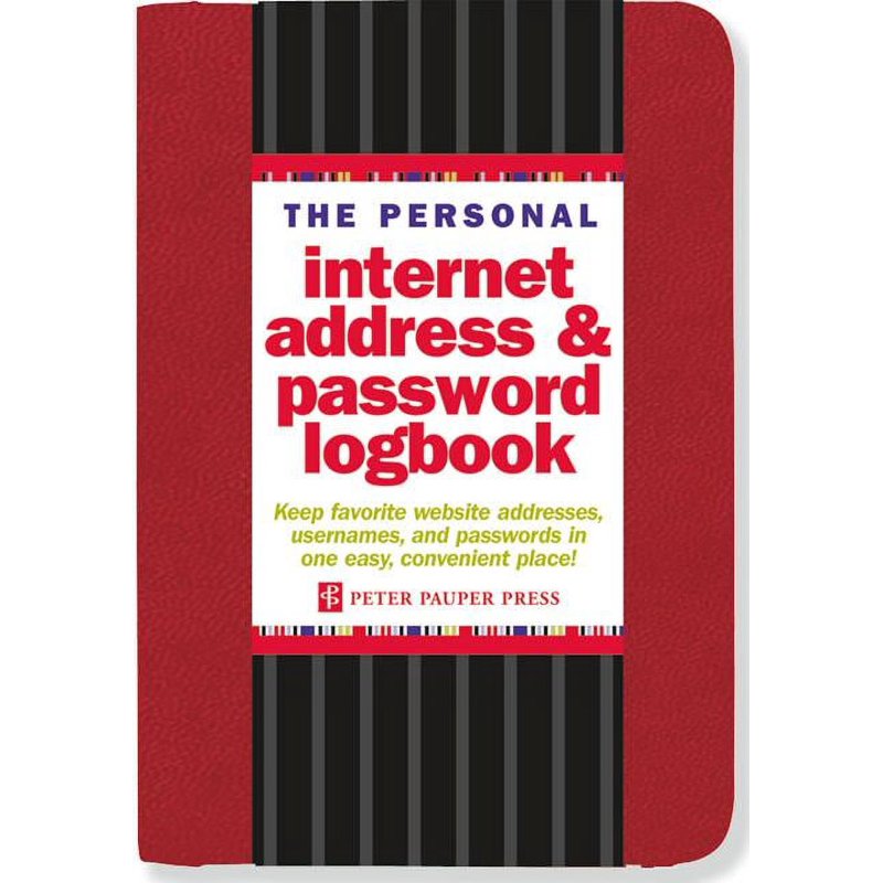 Personal Internet Address & Password Logbook - Spiral Organizer with Elastic Closure